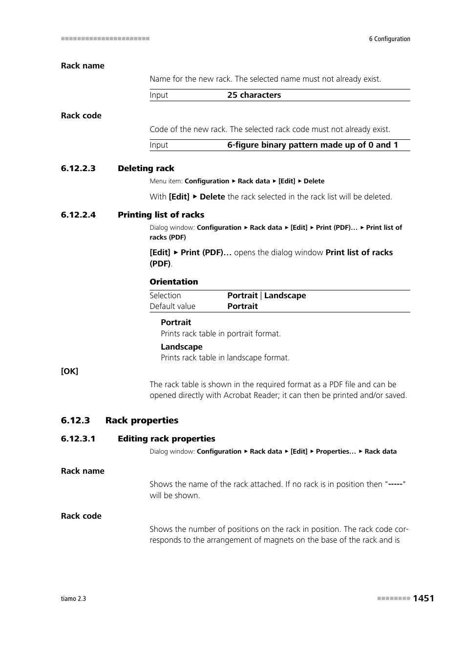 3 deleting rack, 4 printing list of racks, 3 rack properties | 1 editing rack properties, Rack properties 1 | Metrohm tiamo 2.3 Manual User Manual | Page 1467 / 1697