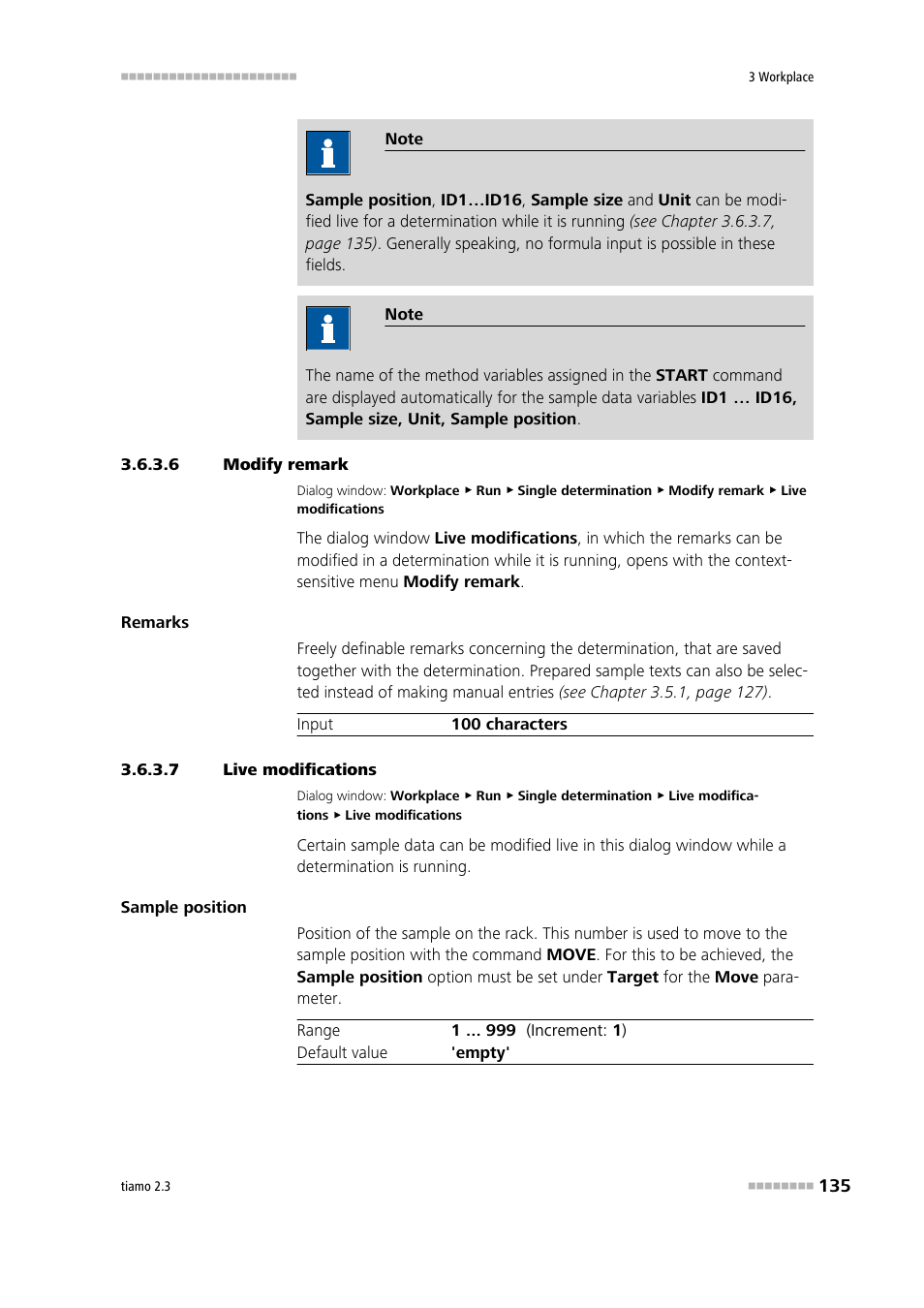 6 modify remark, 7 live modifications, Modify sample data live | Metrohm tiamo 2.3 Manual User Manual | Page 151 / 1697