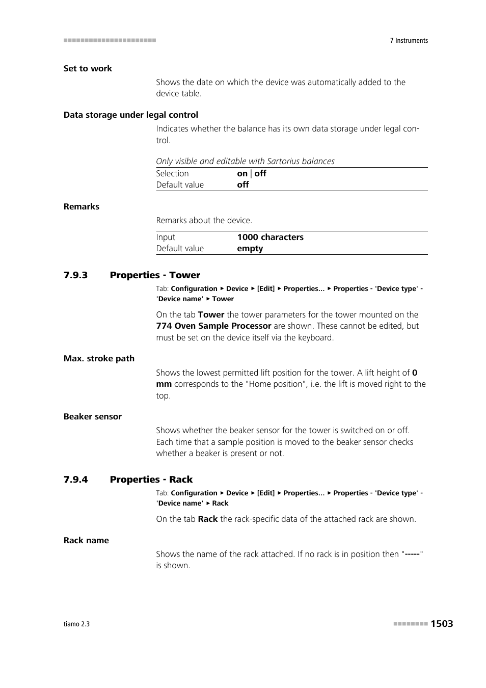 3 properties - tower, 4 properties - rack, Properties - tower 3 | Properties - rack 3 | Metrohm tiamo 2.3 Manual User Manual | Page 1519 / 1697