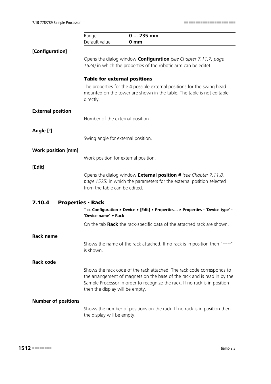 4 properties - rack, Properties - rack 2 | Metrohm tiamo 2.3 Manual User Manual | Page 1528 / 1697