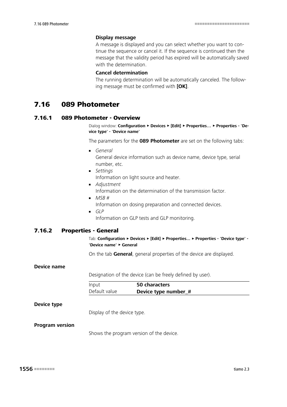 16 089 photometer, 1 089 photometer - overview, 2 properties - general | 16 089 photometer 6 7.16.1, 089 photometer - overview 6, Properties - general 6 | Metrohm tiamo 2.3 Manual User Manual | Page 1572 / 1697