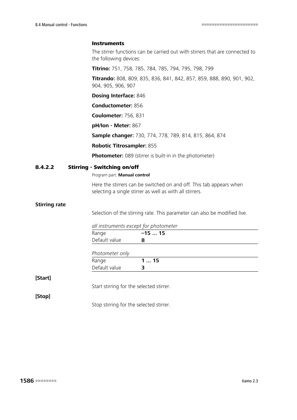 2 stirring - switching on/off | Metrohm tiamo 2.3 Manual User Manual | Page 1602 / 1697