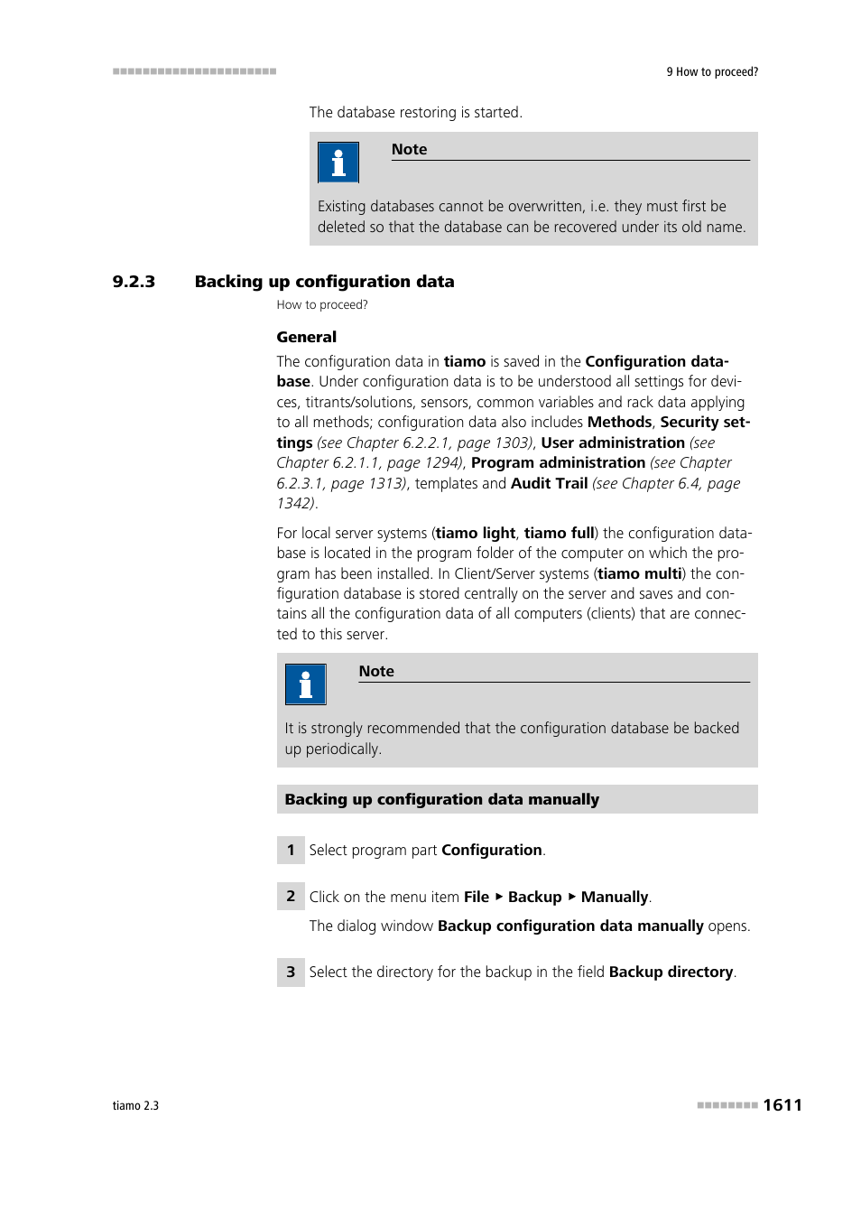 3 backing up configuration data, Backing up configuration data 1 | Metrohm tiamo 2.3 Manual User Manual | Page 1627 / 1697