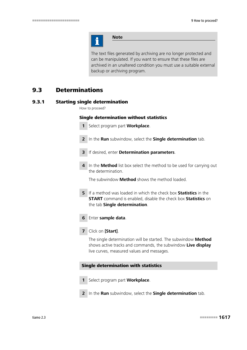 3 determinations, 1 starting single determination, Determinations 7 | Starting single determination 7 | Metrohm tiamo 2.3 Manual User Manual | Page 1633 / 1697