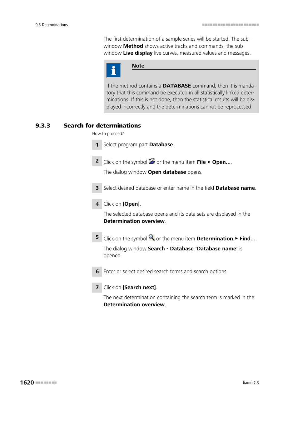 3 search for determinations, Search for determinations 0 | Metrohm tiamo 2.3 Manual User Manual | Page 1636 / 1697