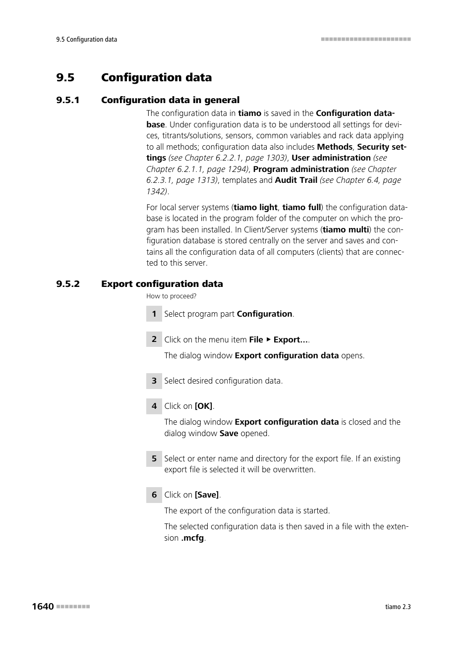 5 configuration data, 1 configuration data in general, 2 export configuration data | Configuration data 0, Configuration data in general 0, Export configuration data 0 | Metrohm tiamo 2.3 Manual User Manual | Page 1656 / 1697