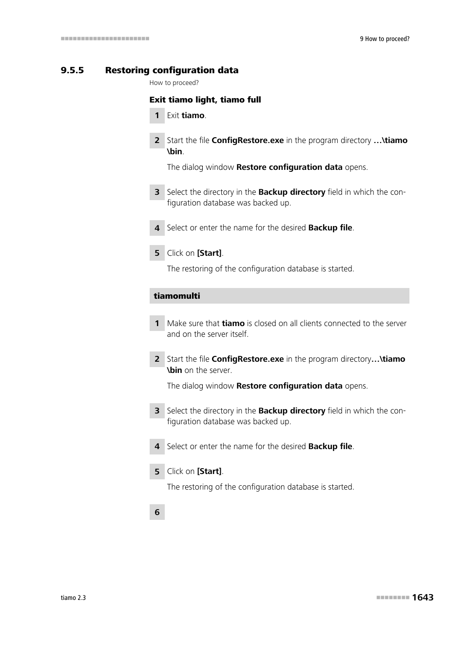 5 restoring configuration data, Restoring configuration data 3 | Metrohm tiamo 2.3 Manual User Manual | Page 1659 / 1697