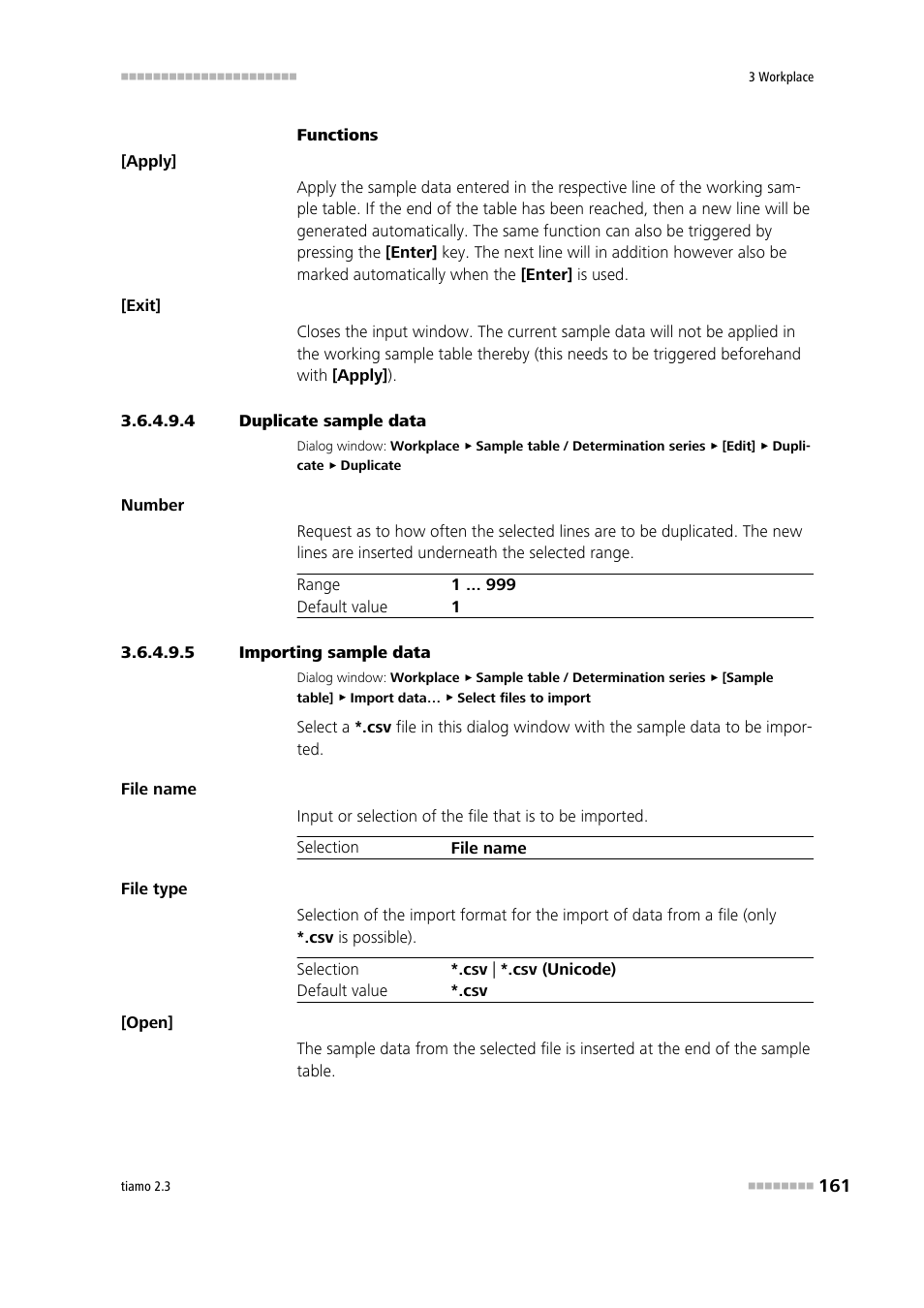 4 duplicate sample data, 5 importing sample data | Metrohm tiamo 2.3 Manual User Manual | Page 177 / 1697