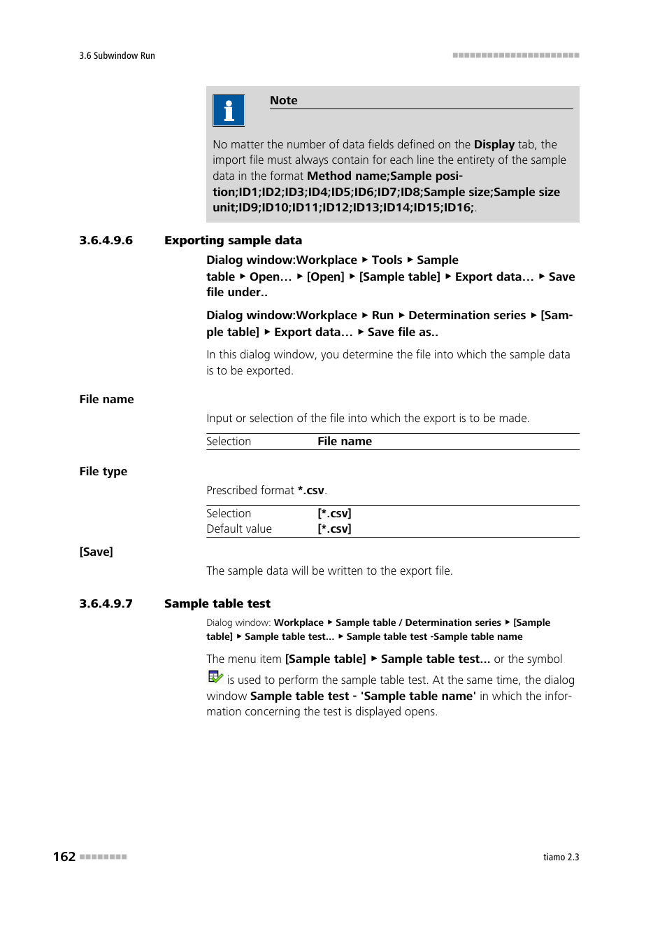 6 exporting sample data, 7 sample table test | Metrohm tiamo 2.3 Manual User Manual | Page 178 / 1697