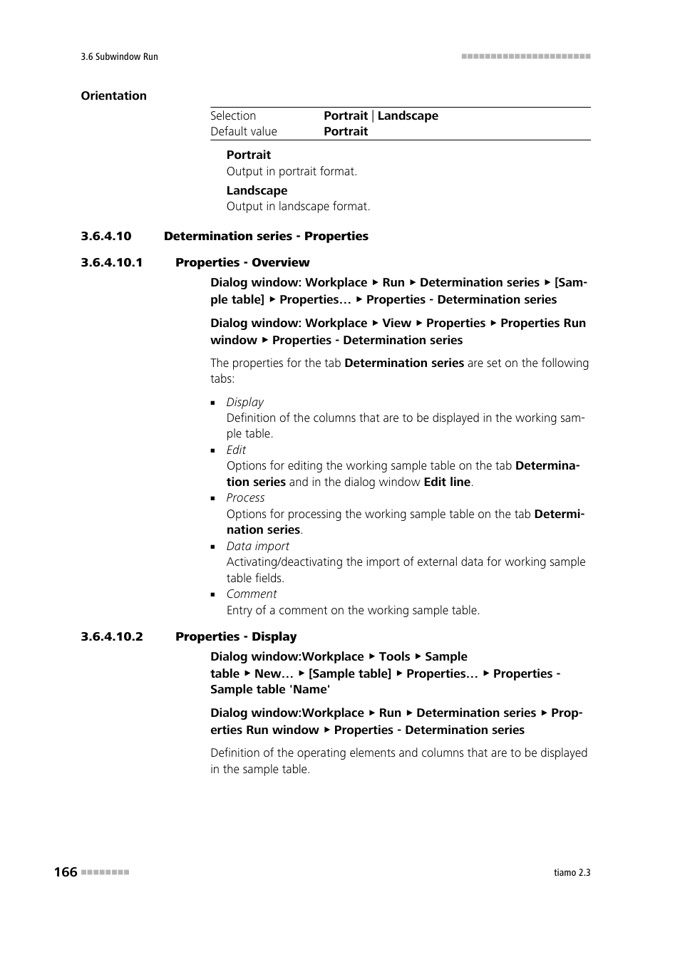 10 determination series - properties, 1 properties - overview, 2 properties - display | Define properties, Properties | Metrohm tiamo 2.3 Manual User Manual | Page 182 / 1697