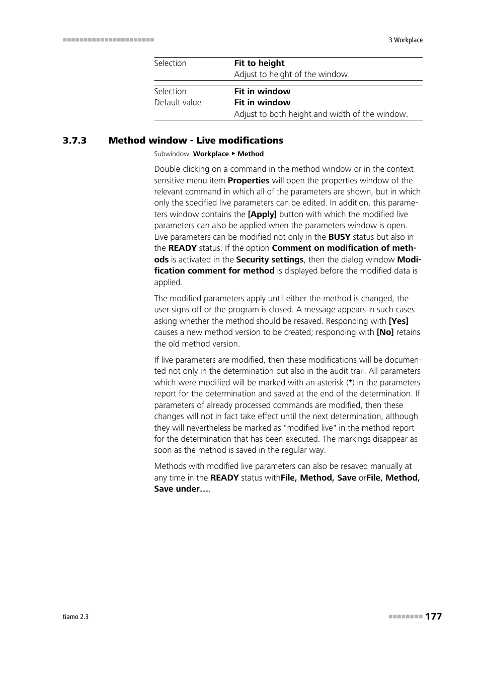 3 method window - live modifications, Method window - live modifications, Modify parameters live | Metrohm tiamo 2.3 Manual User Manual | Page 193 / 1697