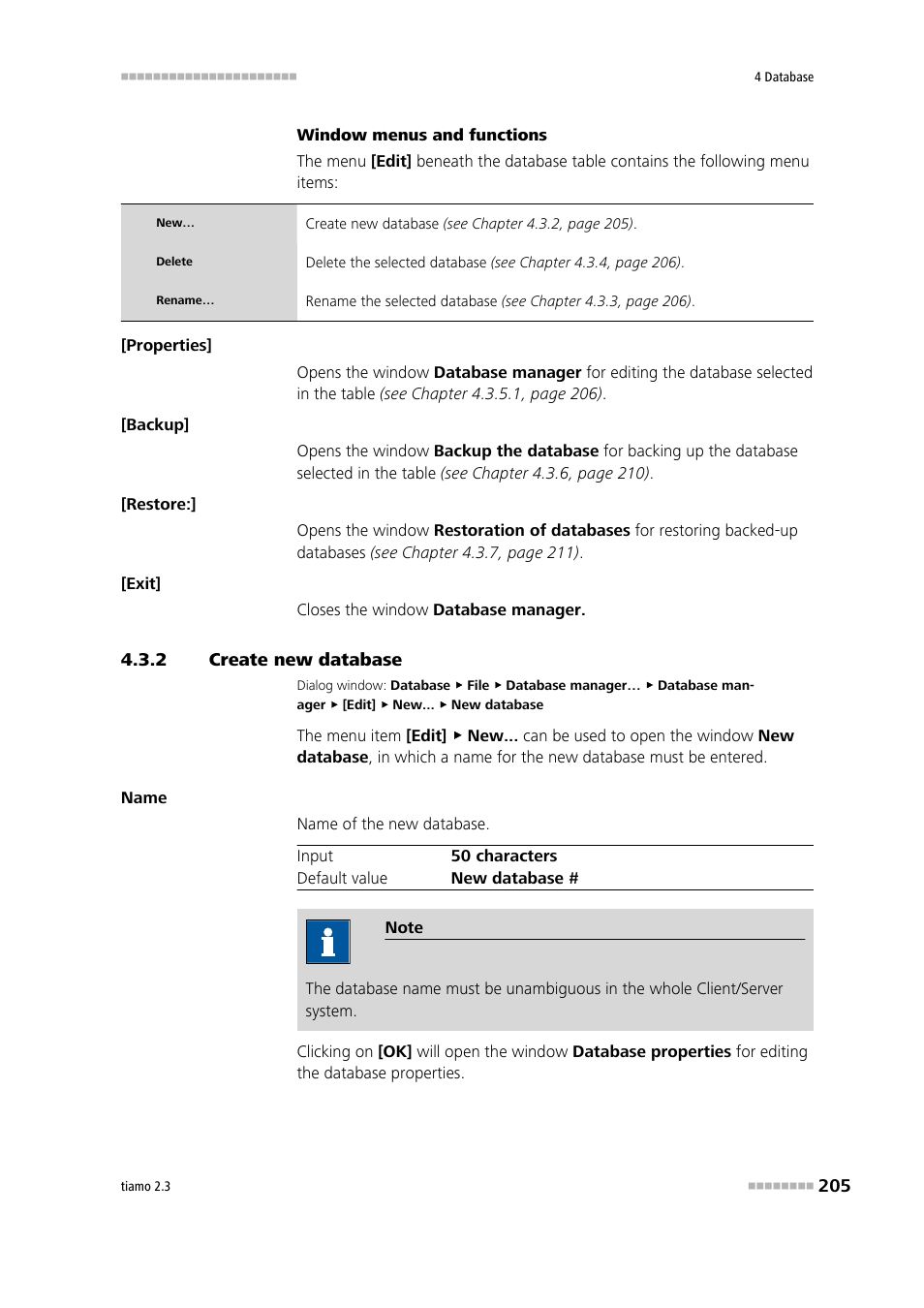 2 create new database, Create new database, Create a new database | Metrohm tiamo 2.3 Manual User Manual | Page 221 / 1697