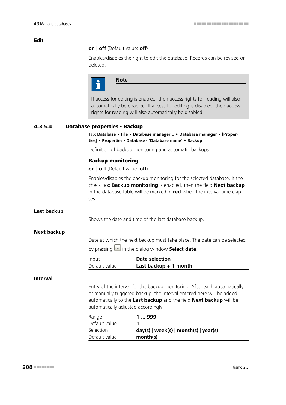 4 database properties - backup | Metrohm tiamo 2.3 Manual User Manual | Page 224 / 1697