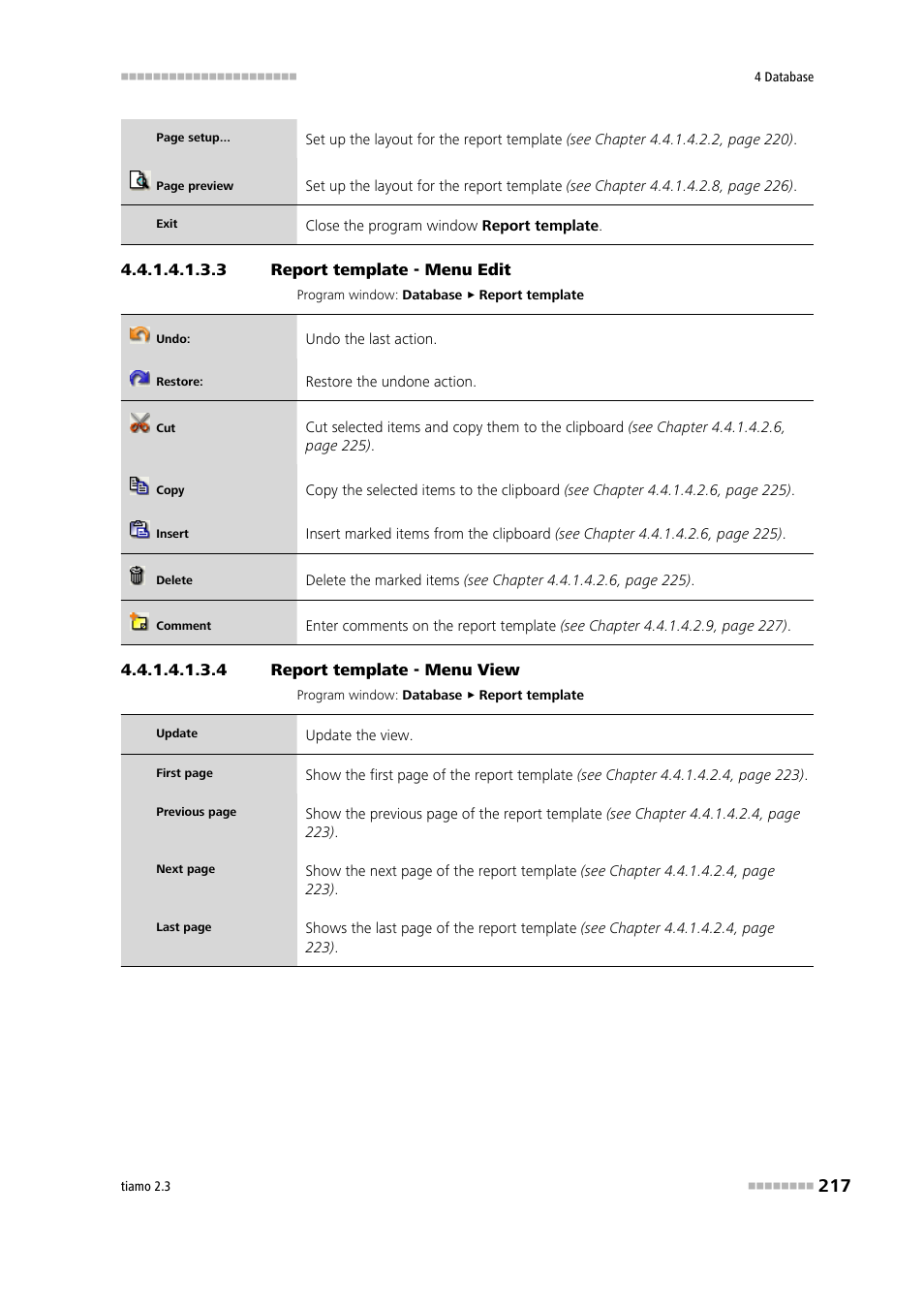 3 report template - menu edit, 4 report template - menu view, Edit | View | Metrohm tiamo 2.3 Manual User Manual | Page 233 / 1697