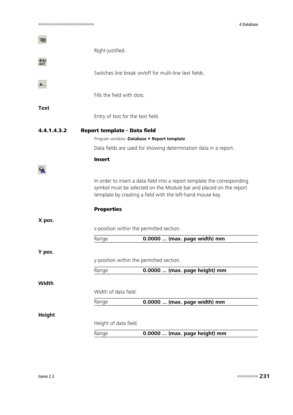 2 report template - data field, Data field | Metrohm tiamo 2.3 Manual User Manual | Page 247 / 1697