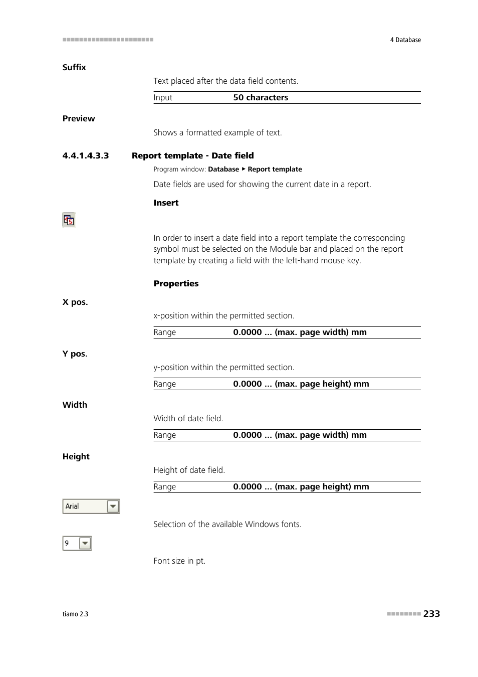 3 report template - date field, Date field | Metrohm tiamo 2.3 Manual User Manual | Page 249 / 1697