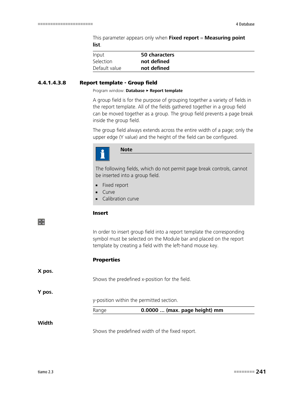 8 report template - group field, Group field | Metrohm tiamo 2.3 Manual User Manual | Page 257 / 1697