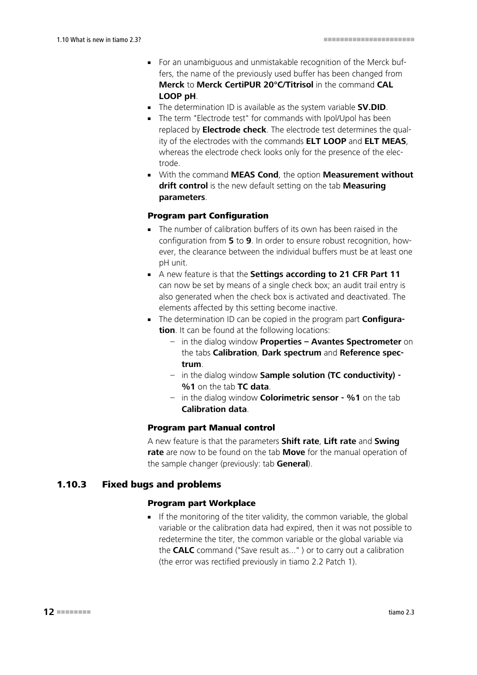 3 fixed bugs and problems, Fixed bugs and problems | Metrohm tiamo 2.3 Manual User Manual | Page 28 / 1697