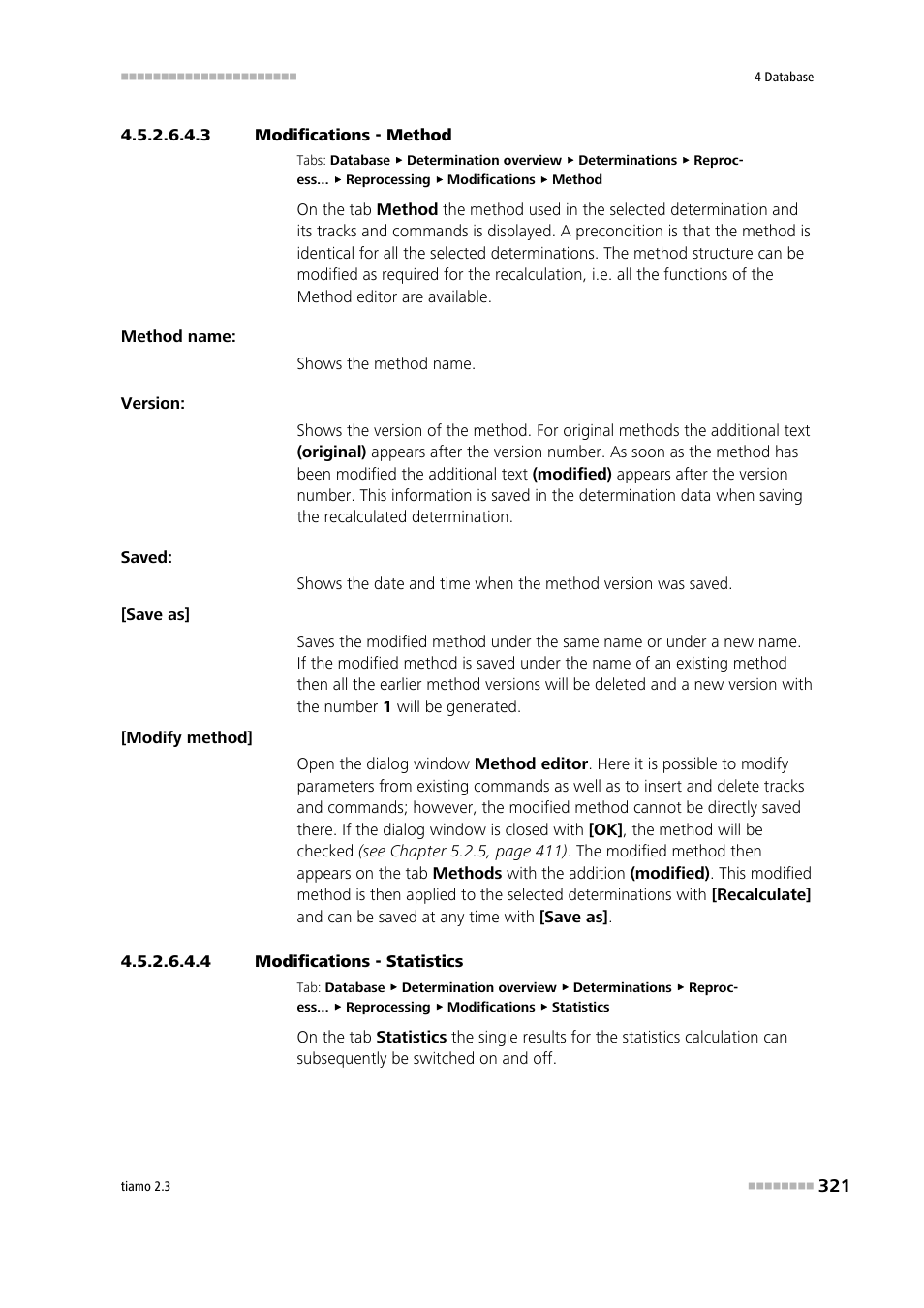 3 modifications - method, 4 modifications - statistics | Metrohm tiamo 2.3 Manual User Manual | Page 337 / 1697