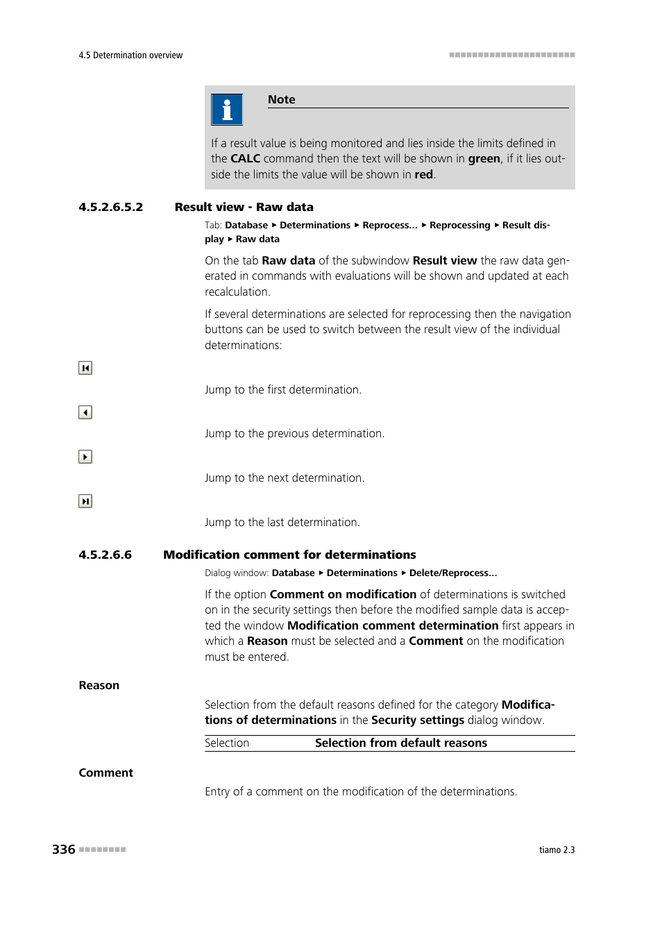 2 result view - raw data, 6 modification comment for determinations | Metrohm tiamo 2.3 Manual User Manual | Page 352 / 1697