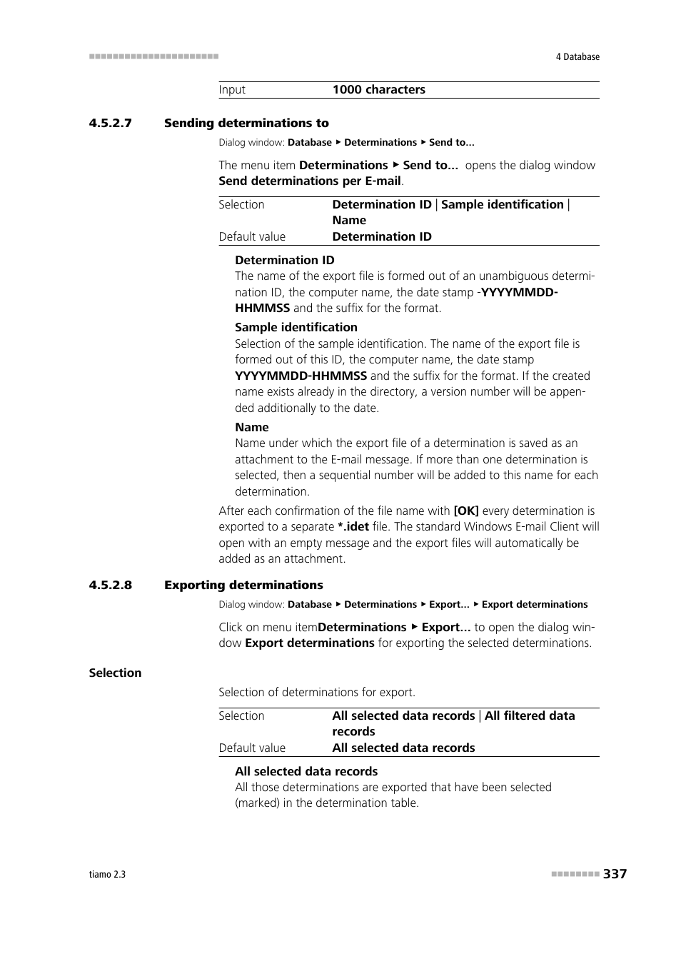 7 sending determinations to, 8 exporting determinations, Export determinations | Send determinations to | Metrohm tiamo 2.3 Manual User Manual | Page 353 / 1697