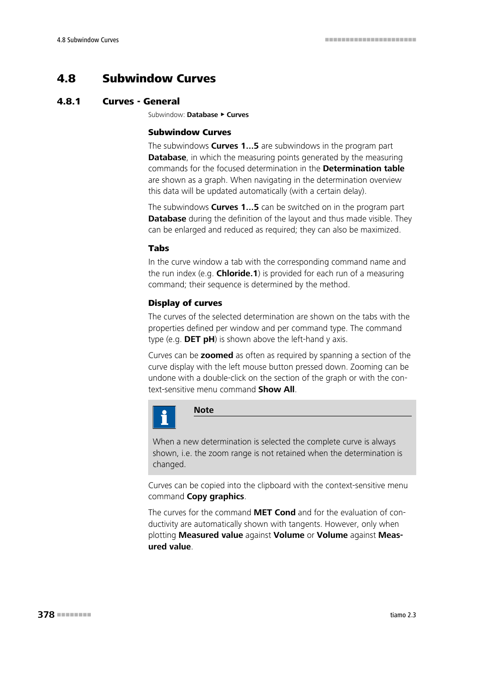 8 subwindow curves, 1 curves - general, Subwindow curves | Curves - general, Curves 1 | Metrohm tiamo 2.3 Manual User Manual | Page 394 / 1697