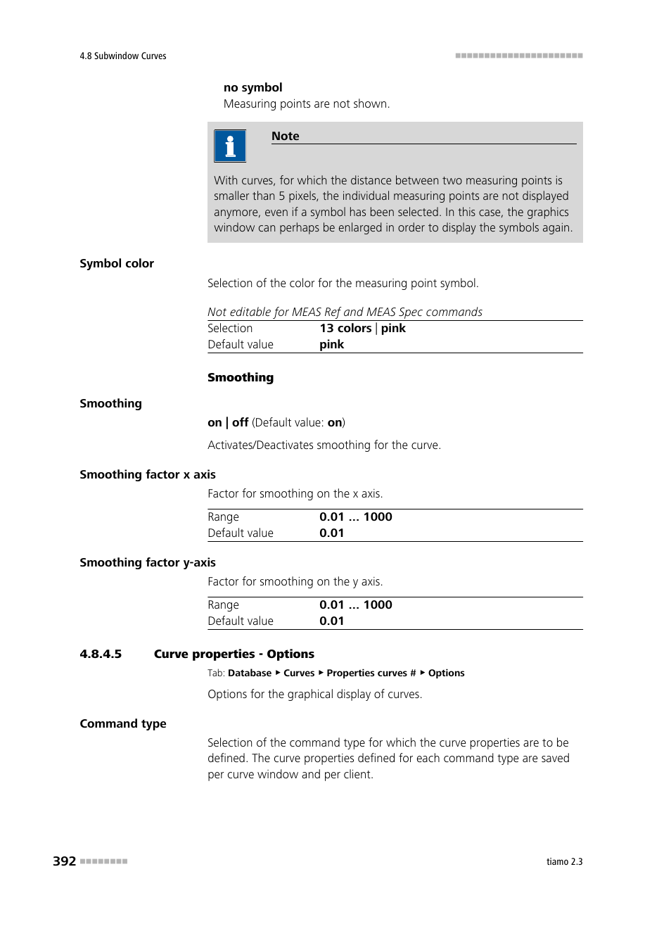 5 curve properties - options, Options | Metrohm tiamo 2.3 Manual User Manual | Page 408 / 1697