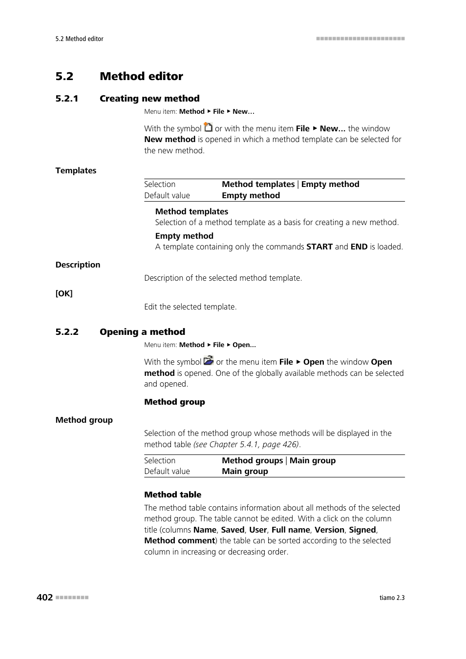 2 method editor, 1 creating new method, 2 opening a method | Method editor, Creating new method, Opening a method | Metrohm tiamo 2.3 Manual User Manual | Page 418 / 1697