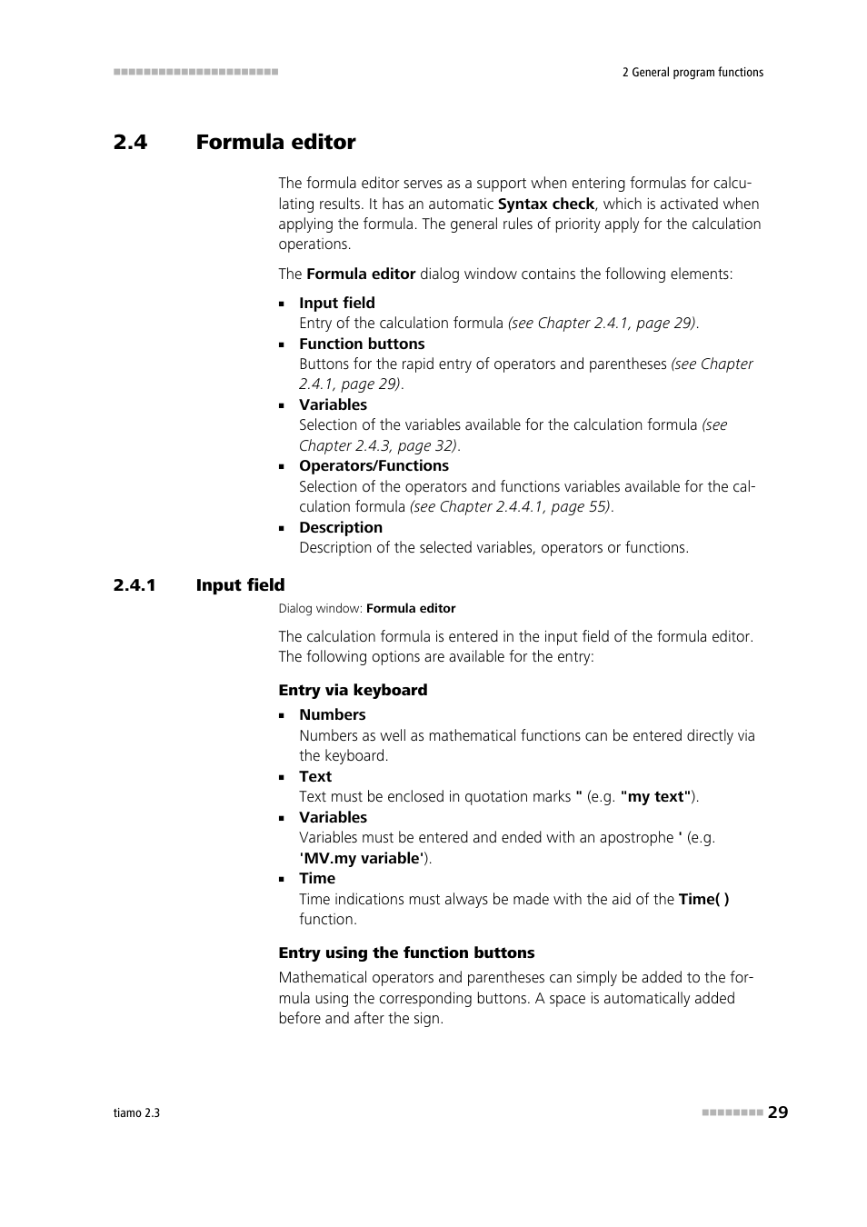 4 formula editor, 1 input field, Formula editor | Input field | Metrohm tiamo 2.3 Manual User Manual | Page 45 / 1697