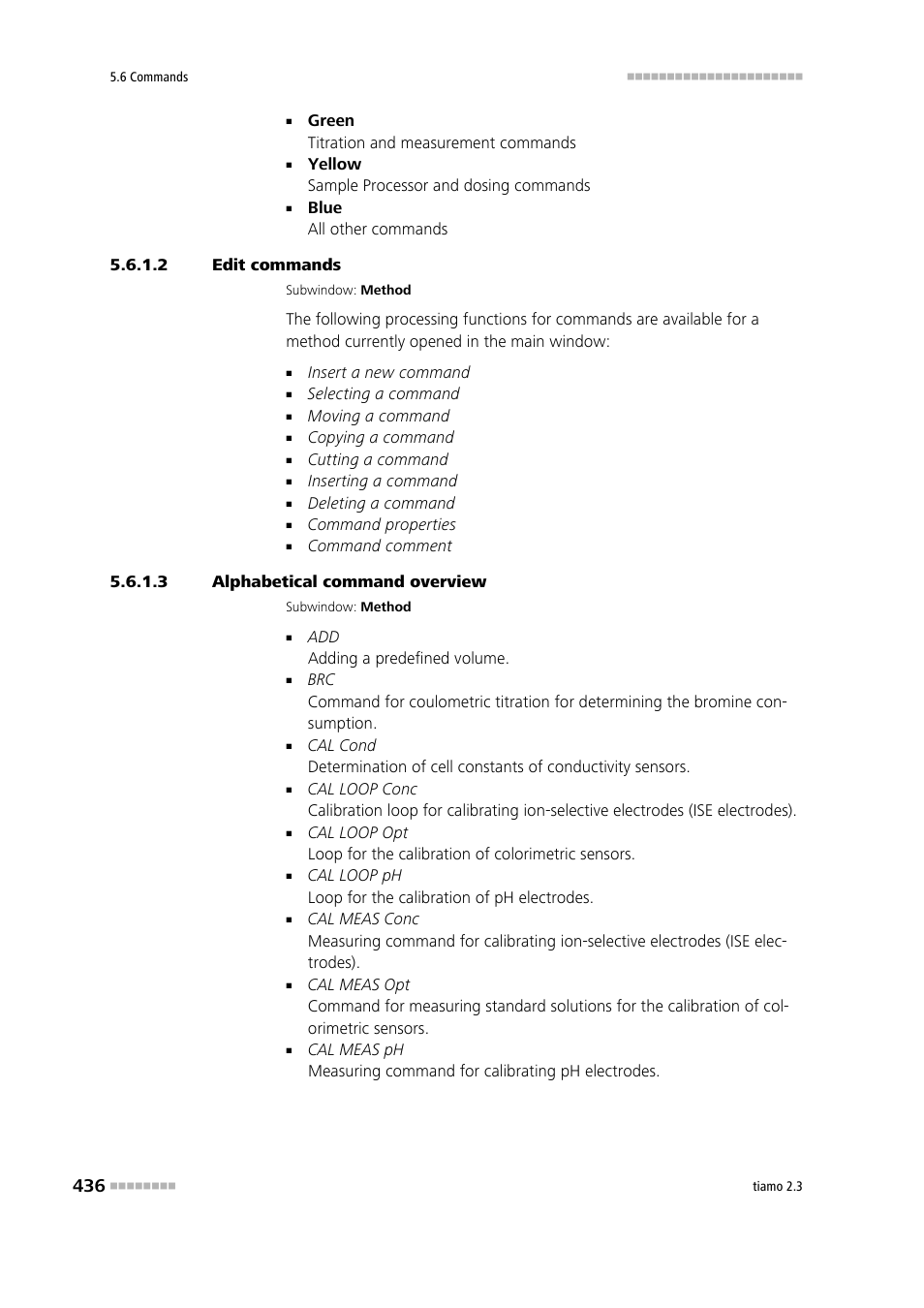 2 edit commands, 3 alphabetical command overview | Metrohm tiamo 2.3 Manual User Manual | Page 452 / 1697