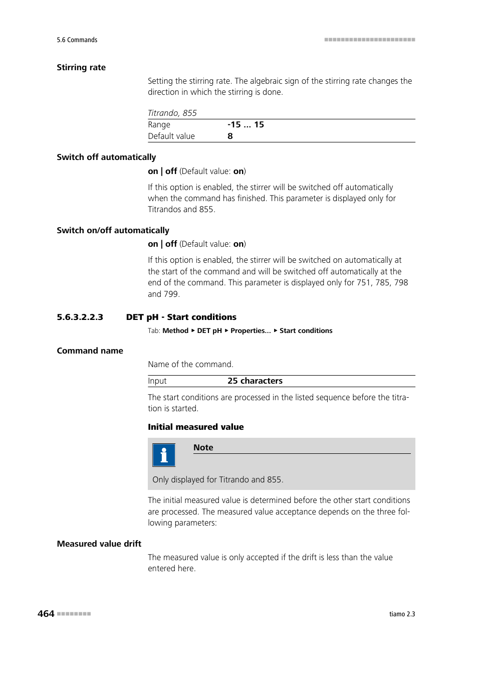 3 det ph - start conditions, Start conditions | Metrohm tiamo 2.3 Manual User Manual | Page 480 / 1697