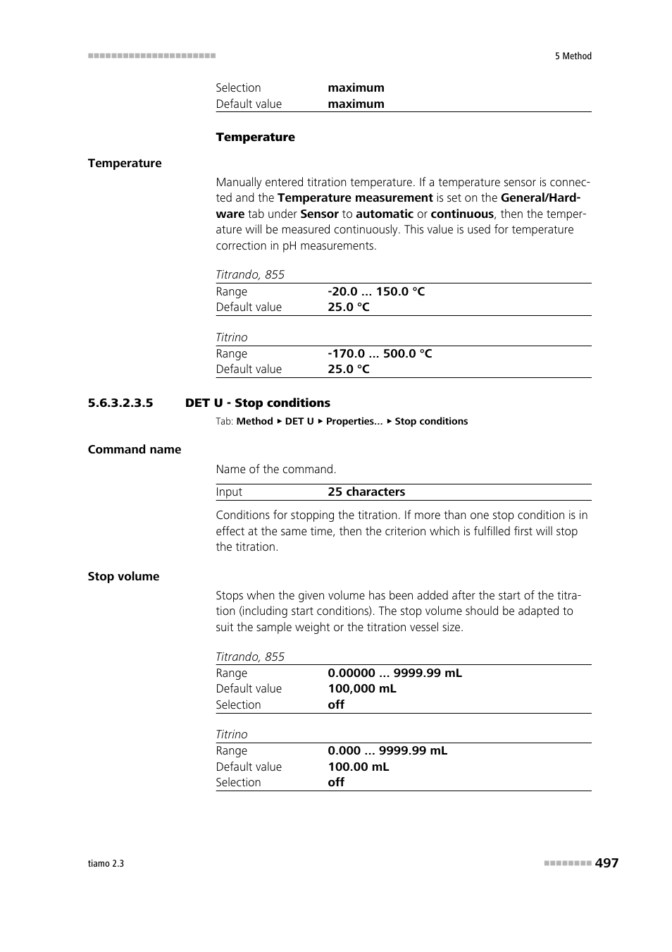 5 det u - stop conditions, Stop conditions | Metrohm tiamo 2.3 Manual User Manual | Page 513 / 1697