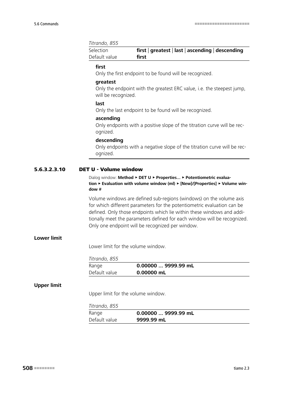 10 det u - volume window | Metrohm tiamo 2.3 Manual User Manual | Page 524 / 1697