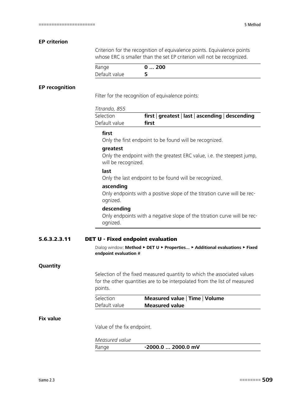 11 det u - fixed endpoint evaluation | Metrohm tiamo 2.3 Manual User Manual | Page 525 / 1697