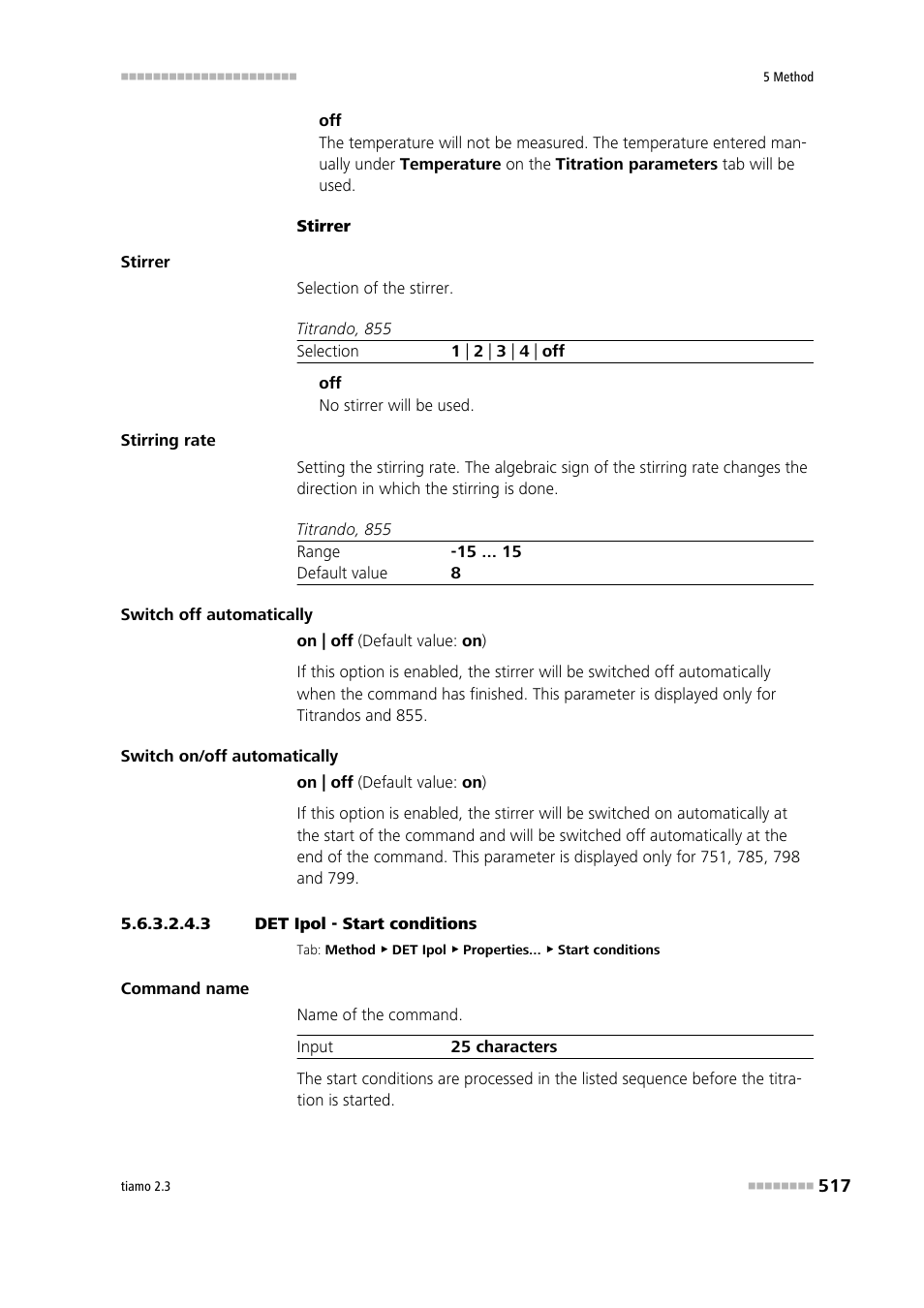 3 det ipol - start conditions, Start conditions | Metrohm tiamo 2.3 Manual User Manual | Page 533 / 1697