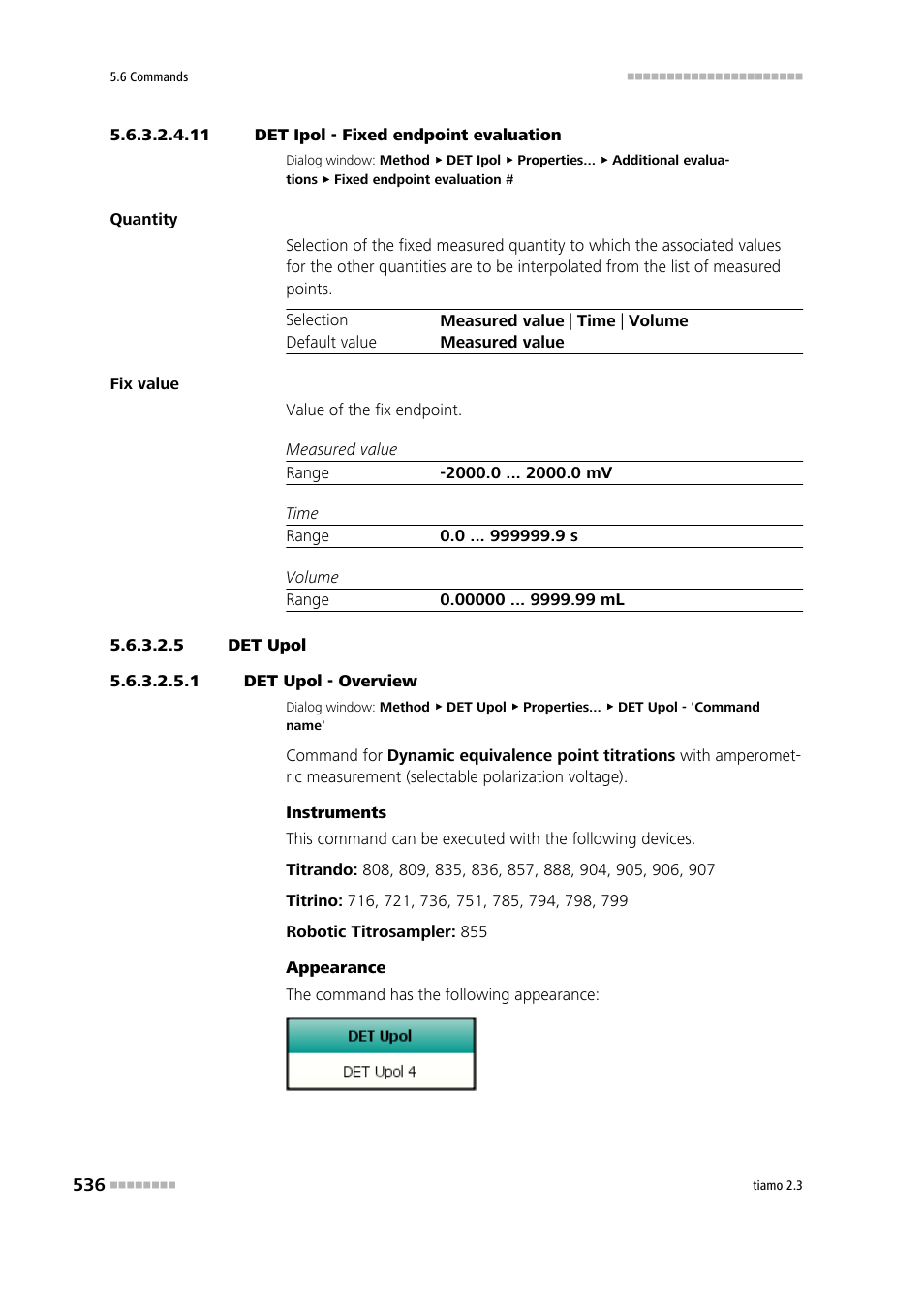 11 det ipol - fixed endpoint evaluation, 5 det upol, 1 det upol - overview | Det upol | Metrohm tiamo 2.3 Manual User Manual | Page 552 / 1697