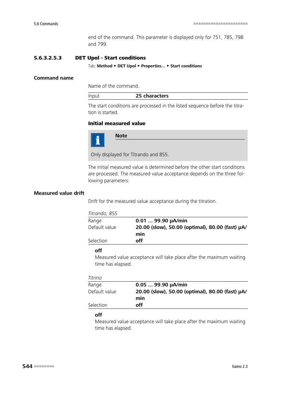 3 det upol - start conditions, Start conditions | Metrohm tiamo 2.3 Manual User Manual | Page 560 / 1697