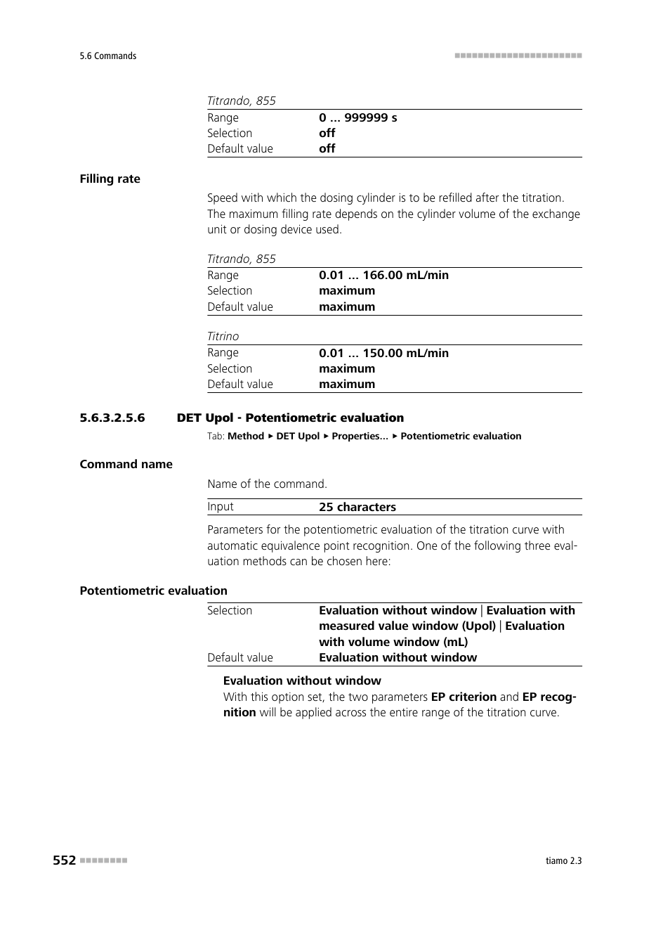 6 det upol - potentiometric evaluation, Potentiometric evaluation | Metrohm tiamo 2.3 Manual User Manual | Page 568 / 1697