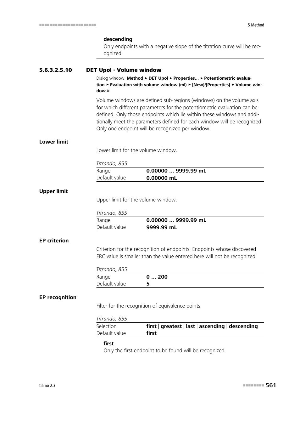 10 det upol - volume window | Metrohm tiamo 2.3 Manual User Manual | Page 577 / 1697