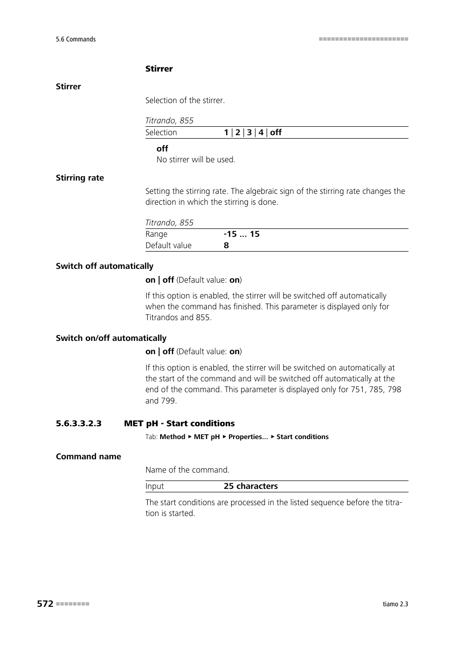 3 met ph - start conditions, Start conditions | Metrohm tiamo 2.3 Manual User Manual | Page 588 / 1697