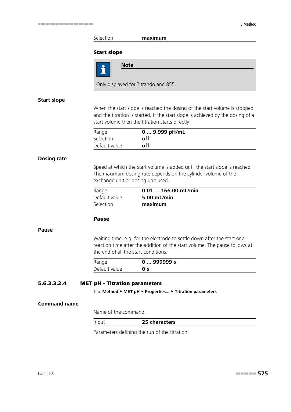 4 met ph - titration parameters, Titration parameters | Metrohm tiamo 2.3 Manual User Manual | Page 591 / 1697