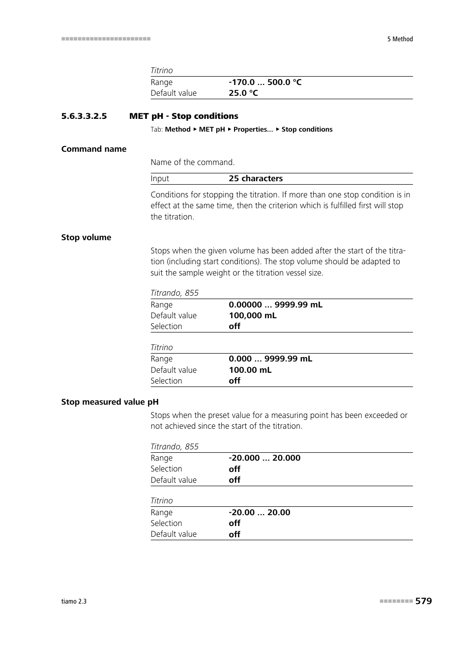 5 met ph - stop conditions, Stop conditions | Metrohm tiamo 2.3 Manual User Manual | Page 595 / 1697