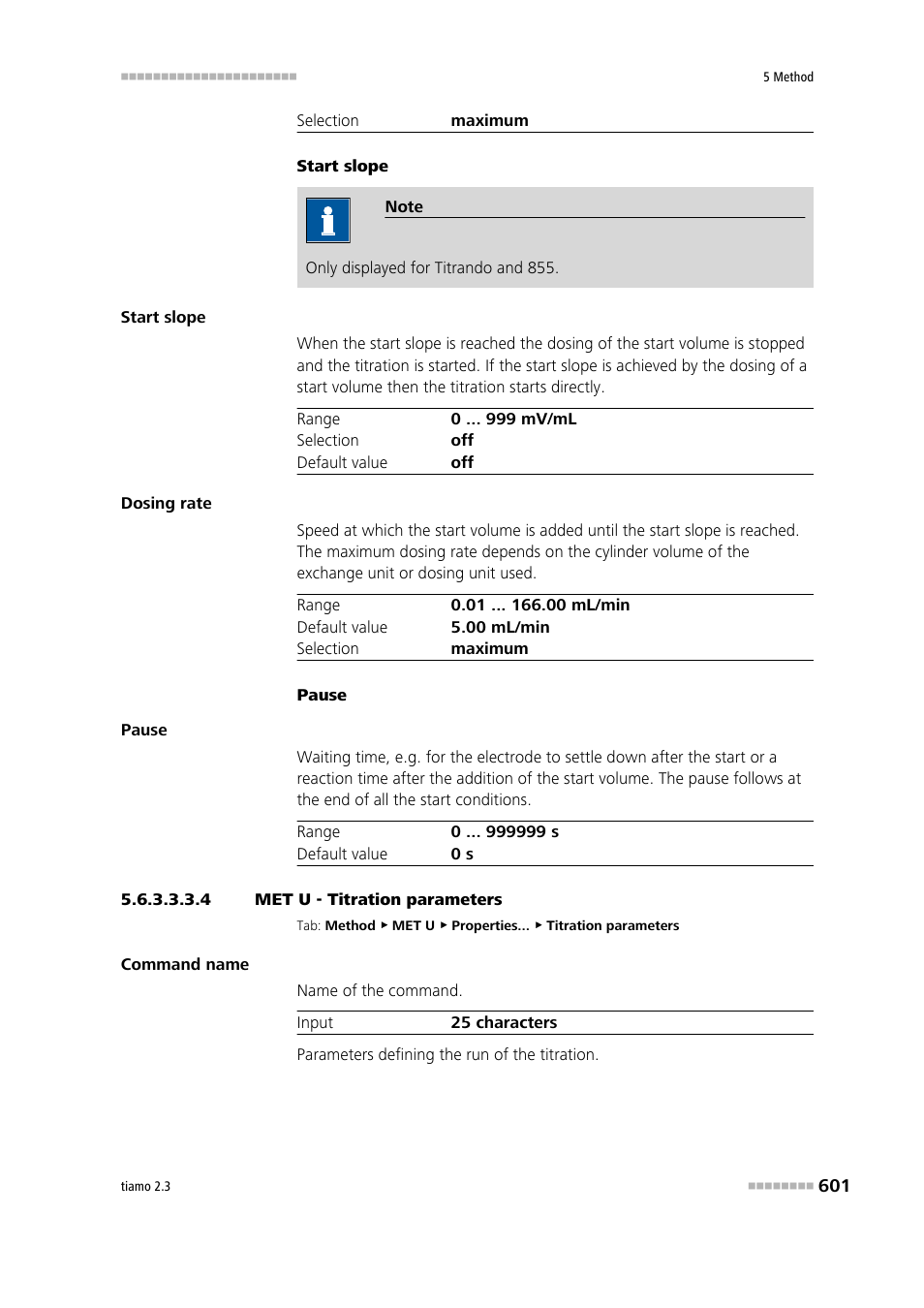 4 met u - titration parameters, Titration parameters | Metrohm tiamo 2.3 Manual User Manual | Page 617 / 1697