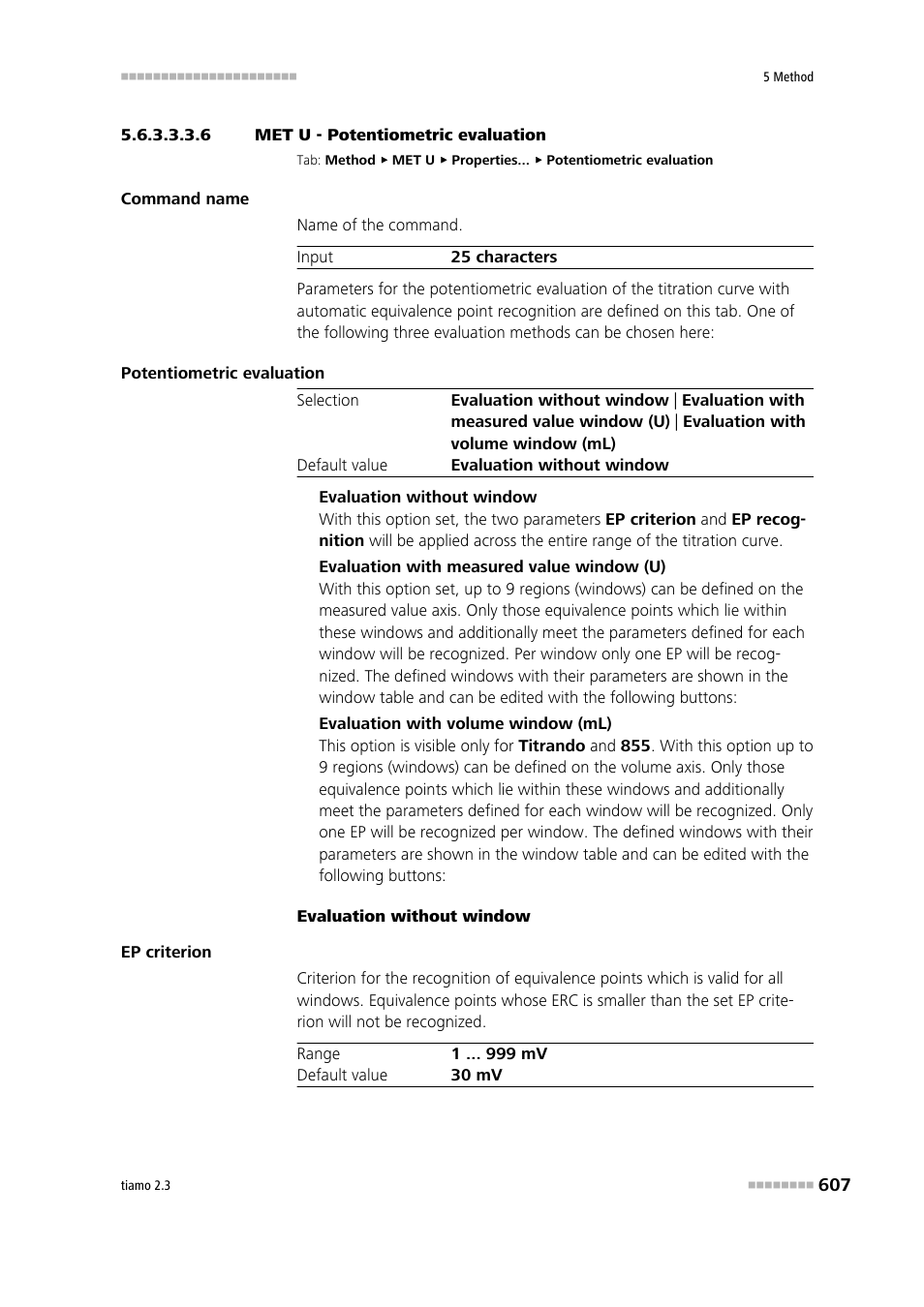 6 met u - potentiometric evaluation, Potentiometric evaluation | Metrohm tiamo 2.3 Manual User Manual | Page 623 / 1697