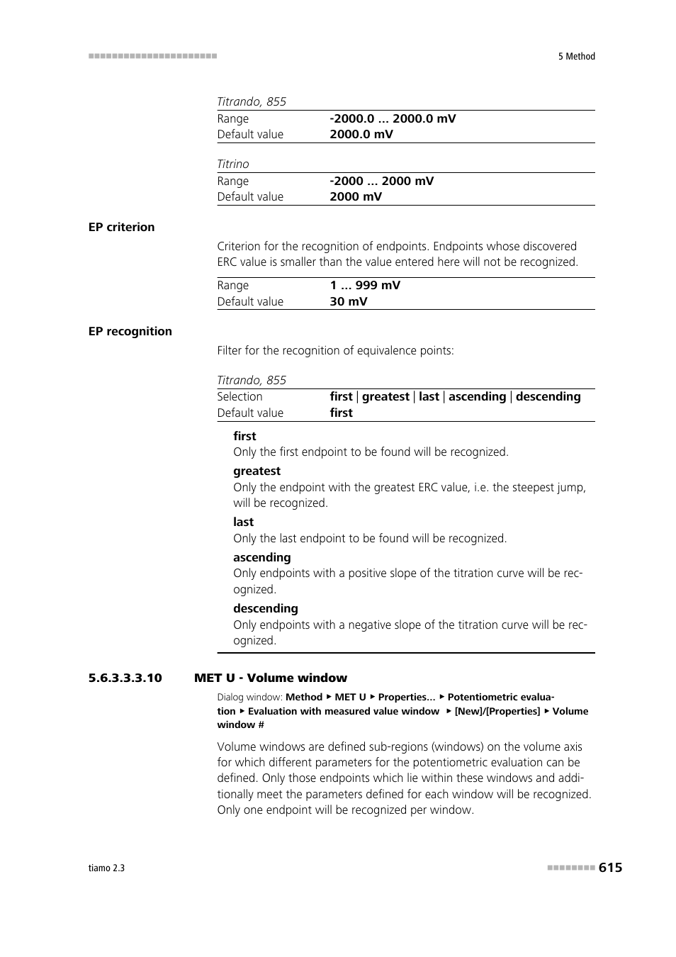 10 met u - volume window | Metrohm tiamo 2.3 Manual User Manual | Page 631 / 1697