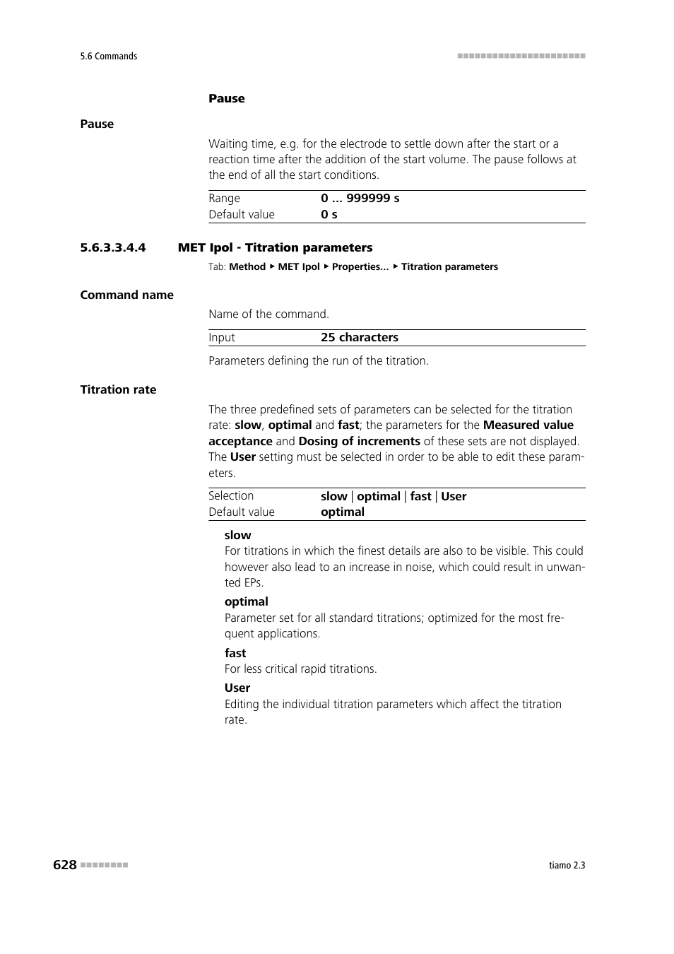 4 met ipol - titration parameters, Titration parameters | Metrohm tiamo 2.3 Manual User Manual | Page 644 / 1697