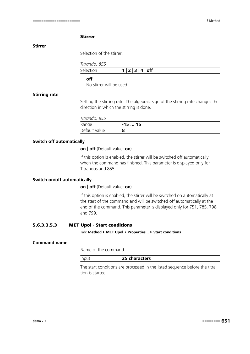 3 met upol - start conditions, Start conditions | Metrohm tiamo 2.3 Manual User Manual | Page 667 / 1697