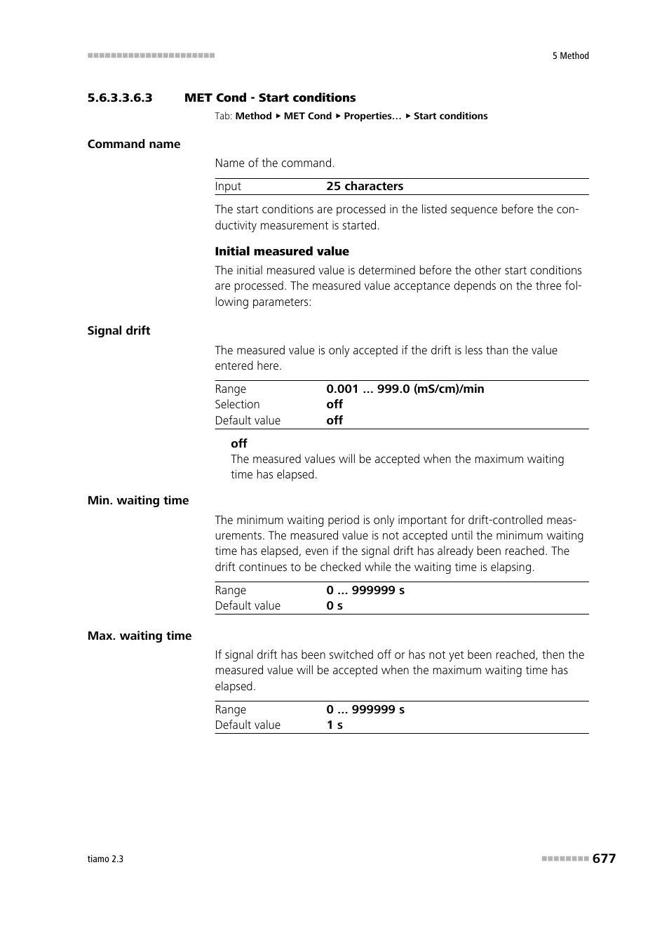 3 met cond - start conditions, Start conditions | Metrohm tiamo 2.3 Manual User Manual | Page 693 / 1697