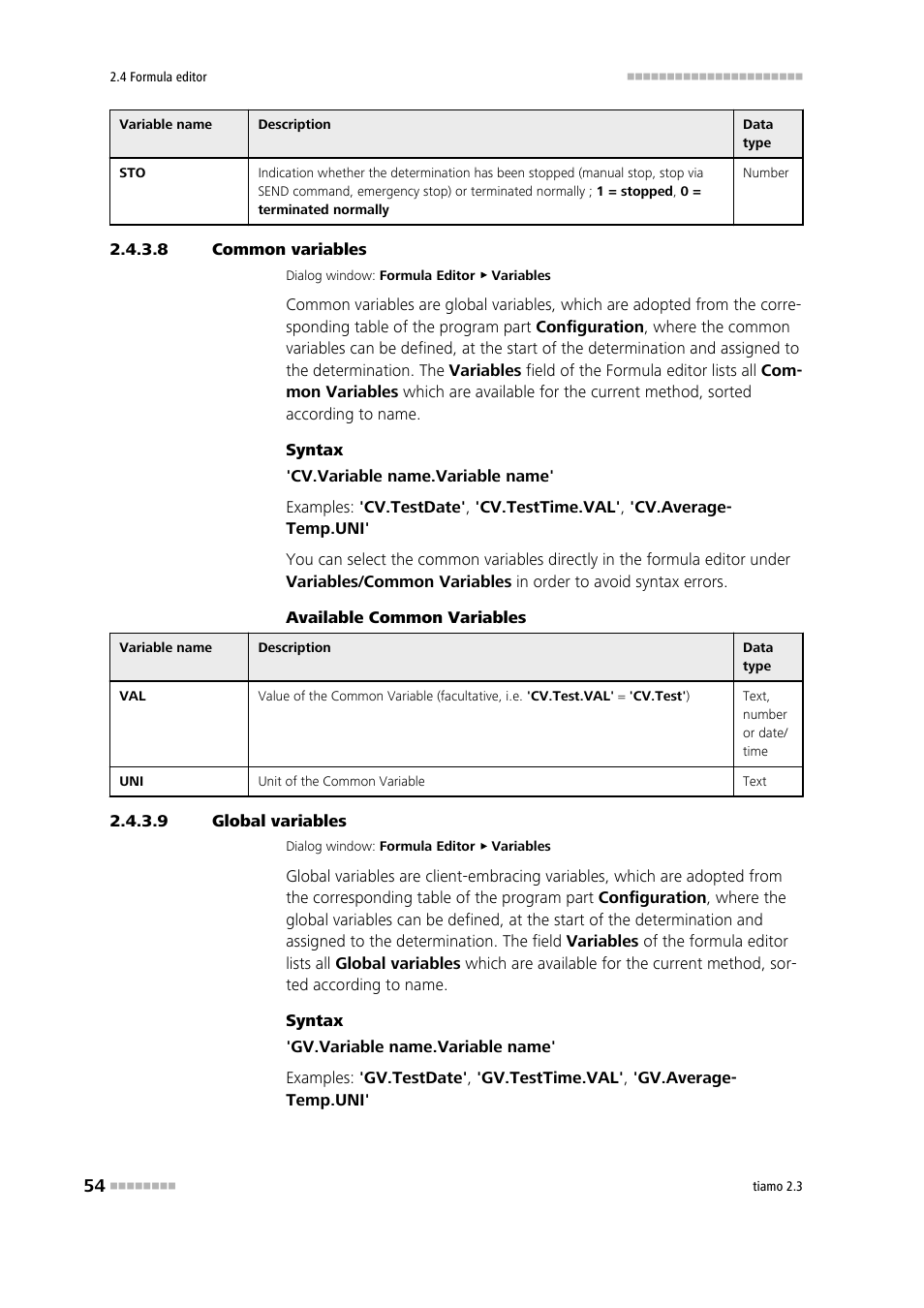 8 common variables, 9 global variables | Metrohm tiamo 2.3 Manual User Manual | Page 70 / 1697