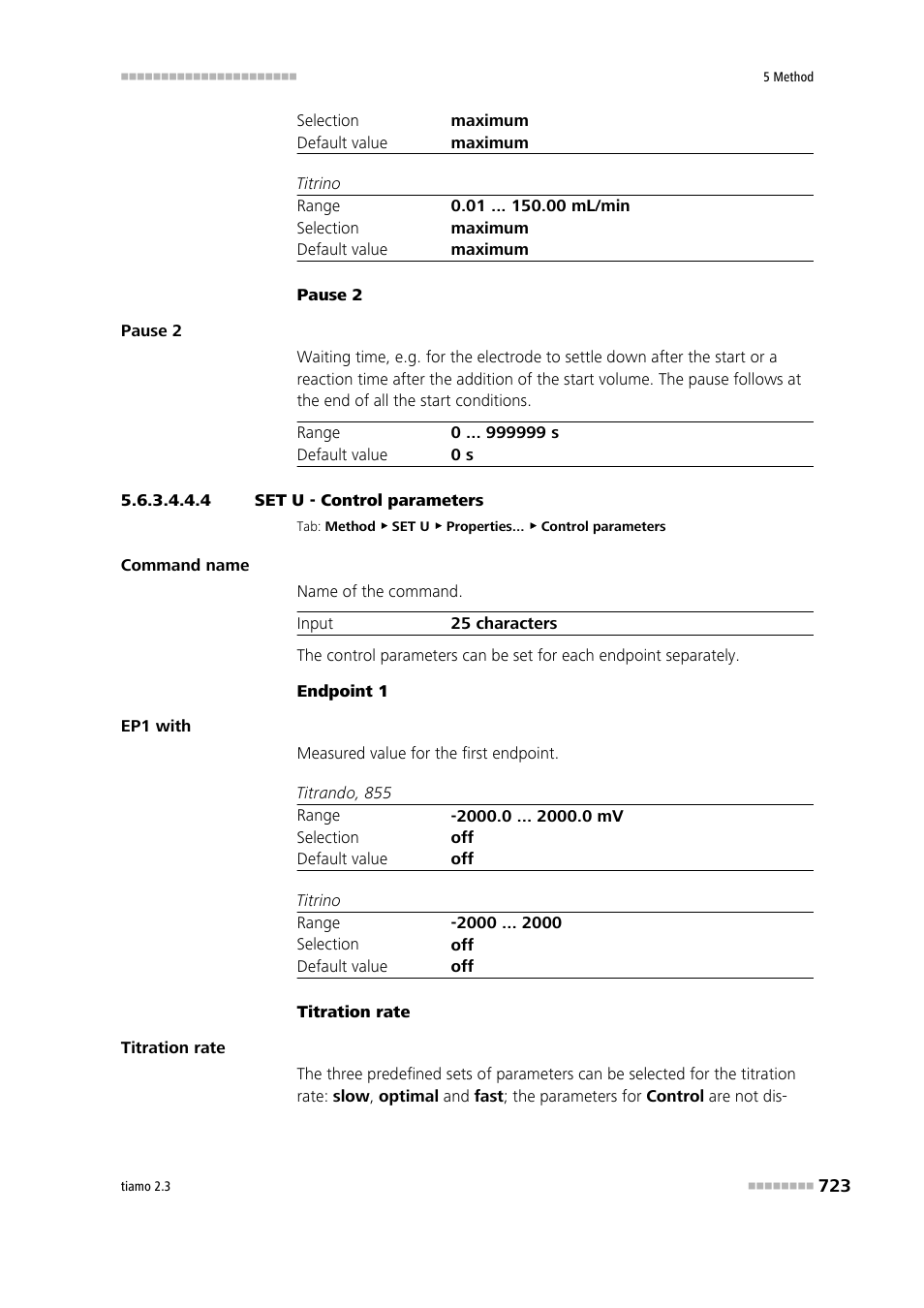 4 set u - control parameters | Metrohm tiamo 2.3 Manual User Manual | Page 739 / 1697